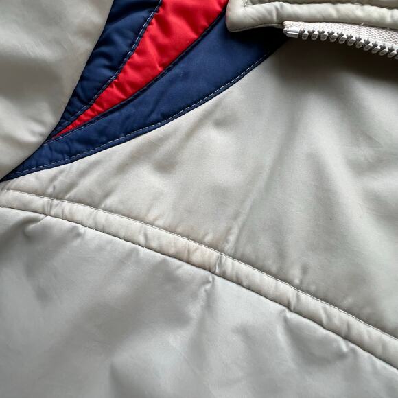 True Vintage 70s Snuggler Skiwear Ski Jacket Nylon Puffer Varisty Stripe Gray - Picture 7 of 16